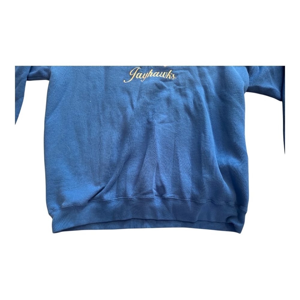 Vintage KU Jayhawks Men’s Embroidered Made in USA Size L Cotton Sweatshirt - Picture 6 of 7